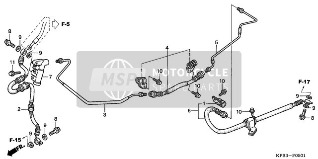 Honda NSS250 2002 Tubo freno posteriore (NSS2501/2) per un 2002 Honda NSS250